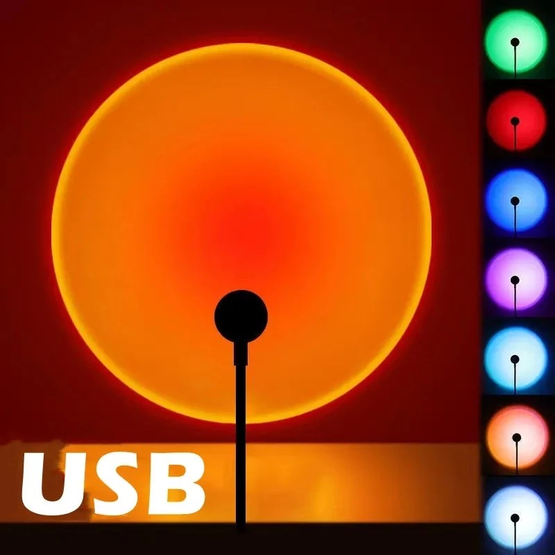 Photography Coffee - USB Gün Batımı Projeksiyon Lambası Gökkuşağı