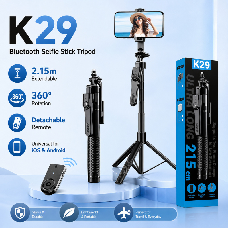 Photography Blog - 2M Bluetooth Selfie Çubuğu Tripod, Uzaktan