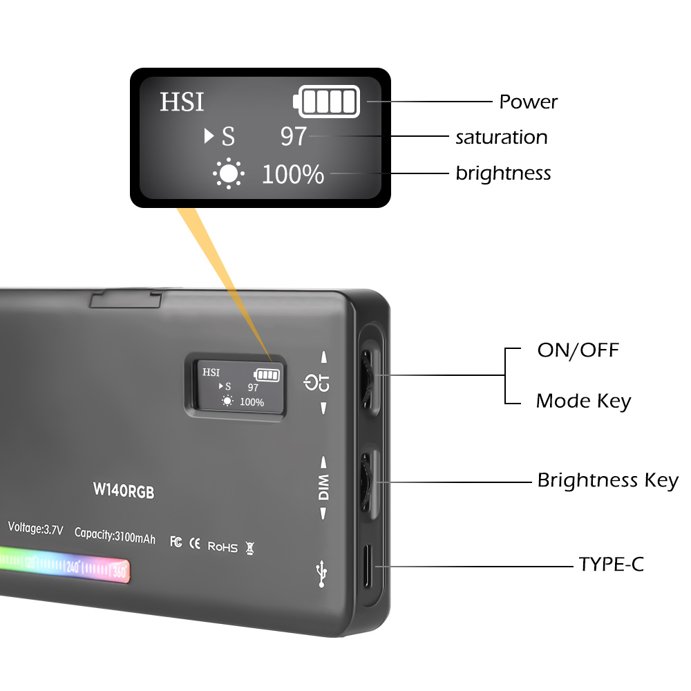 SH W140 LED RGB Video Işığı 0- - Video Led Light Panel incelemesi ve fiyatı
