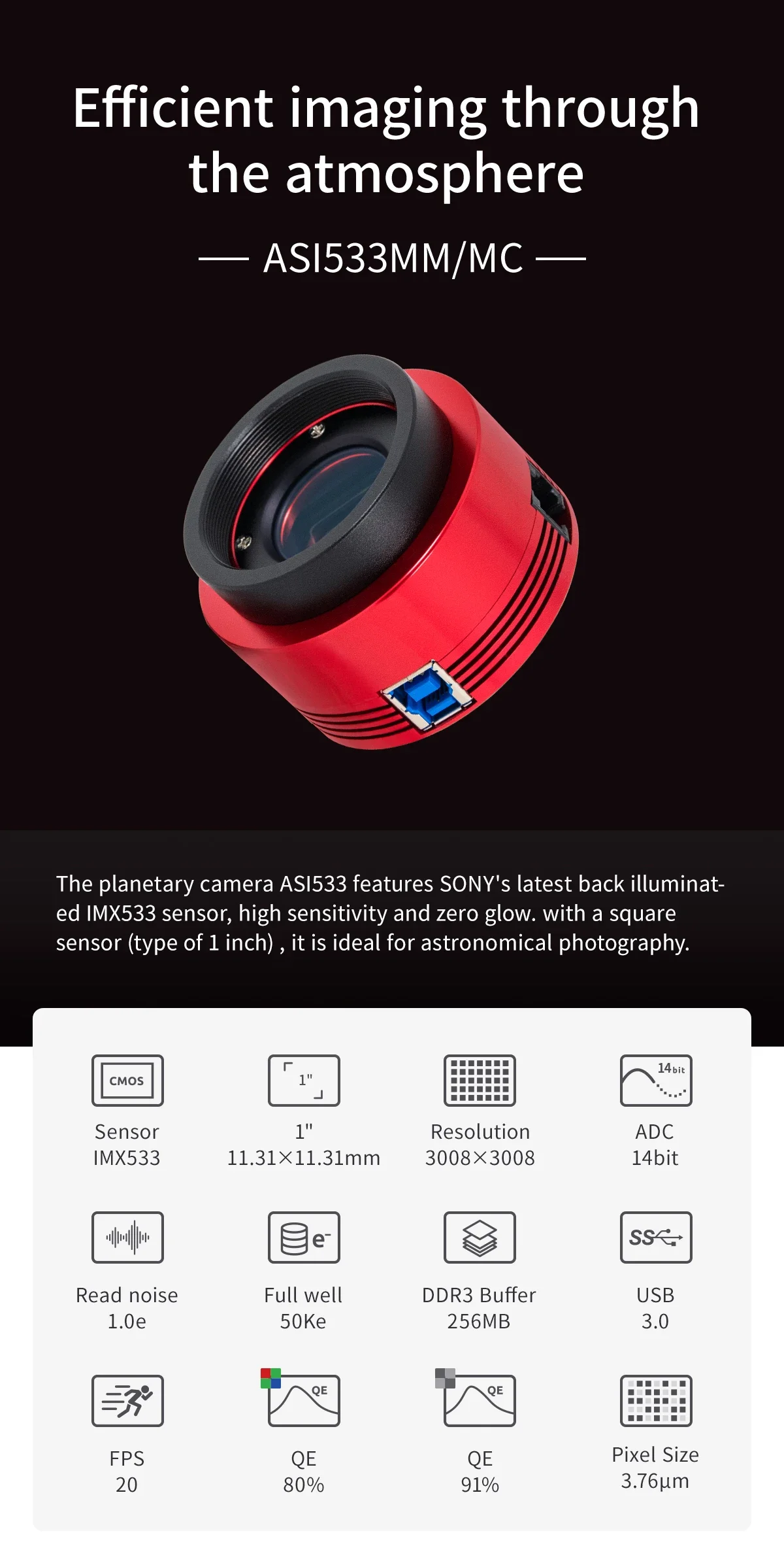 2026 ASI533MM Kamera Astronomi - Photography Camera incelemesi ve fiyatı