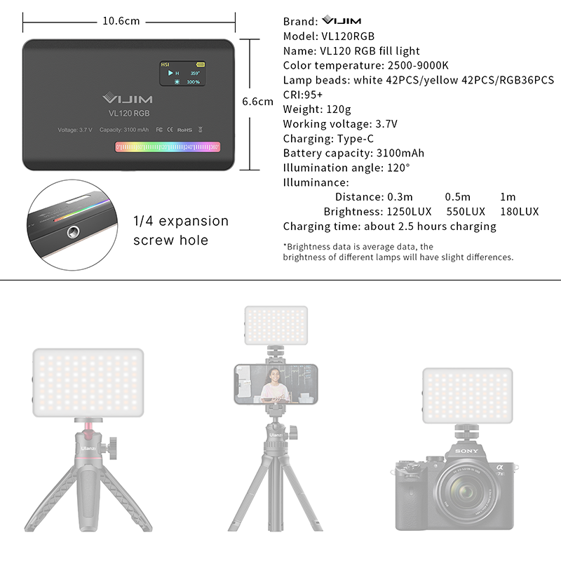 Ulanzi VL120 RGB Kamera Video  - Video Led Light Panel incelemesi ve fiyatı